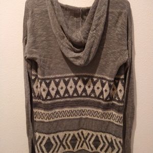 Hollister Geometric Knit Grey Hooded Cardigan Sweater. XS / S. Great Condition